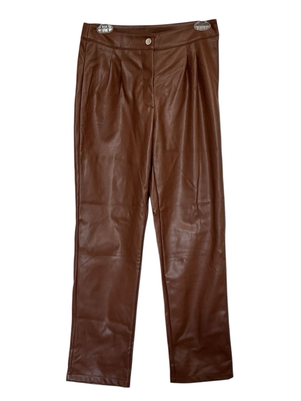 NWT Et Clet Brown Faux Leather High Rise Pants Size S Vegan Hipster Stretch